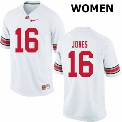 NCAA Ohio State Buckeyes Women's #16 Keandre Jones White Nike Football College Jersey OYD0045DM